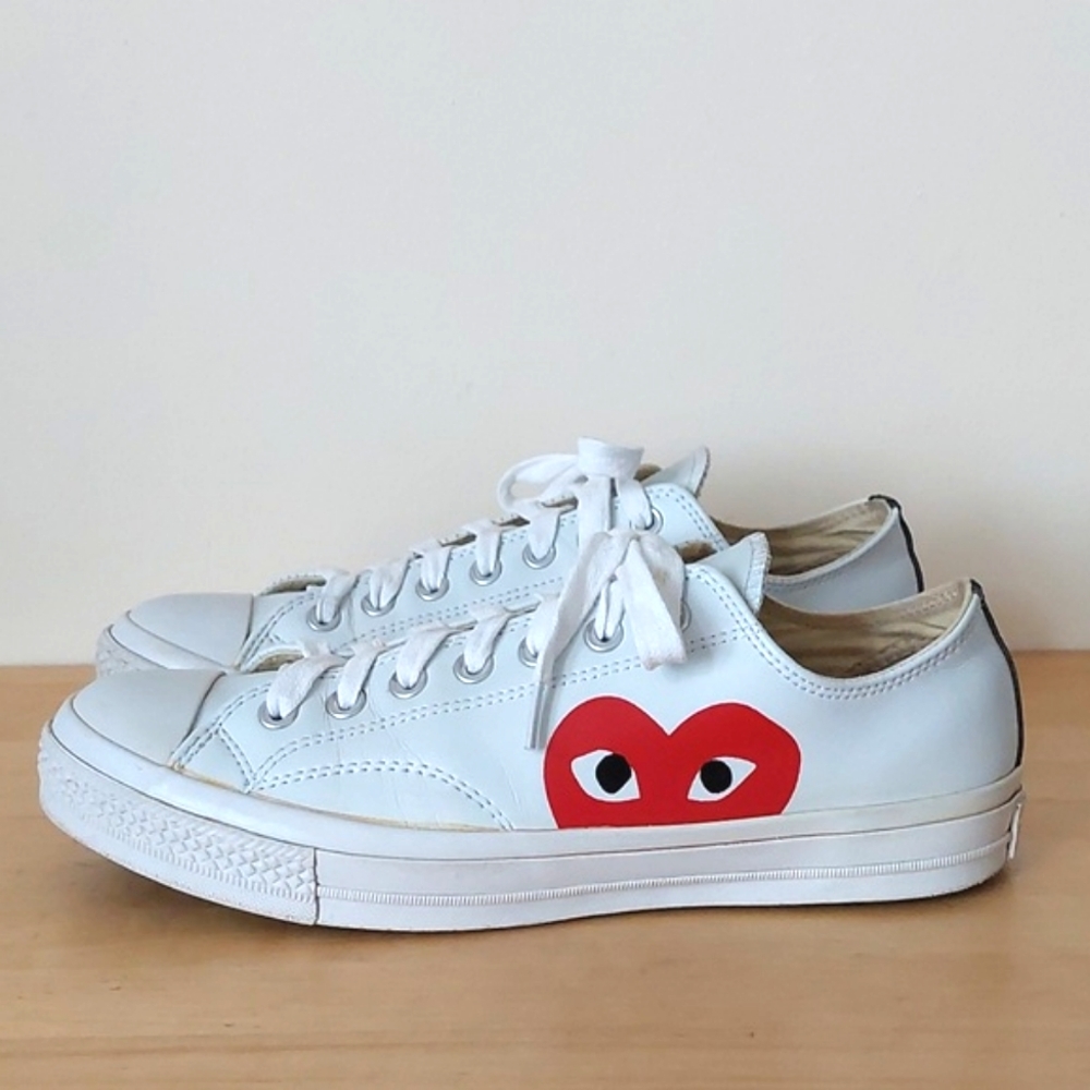 Converse x Comme des Garçons PLAY white leather sneakers